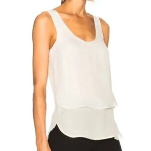Veronica Beard White Silk Layered Tank Top